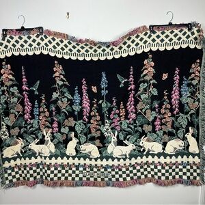 Claire Murray Tapestry Blanket Throw Easter Rabbit Cottage 46 x 63 Vintage